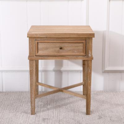 China Wholesale Hotel Oak Stand Vintage Bedside Solid Wood Wooden Bedside Table With Drawer for sale