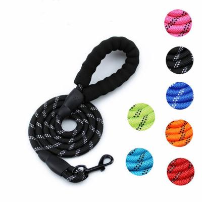 China Highly Reflective Survivable Yarn Strong Durable Polyester Dog Leash With Comfortable Padded Handle For Medium Large Dogs for sale