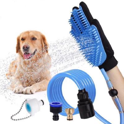 China Viable Dog Shower Sprayer Bath Glove Pet Bathing Tool Compatible with Shower Tub and Outdoor Garden Hose Pet Hair Remover for sale