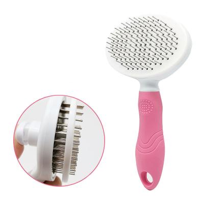 China Sustainable Pet Grooming Brush Pet Self Cleaning Slicker Brush Deshedding Tool for Cats and Dogs for sale