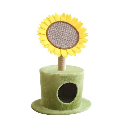 China Best Selling Breathable 2 IN 1 Sun Flower Cat Sisal Scratcher Toy And Cat House for sale