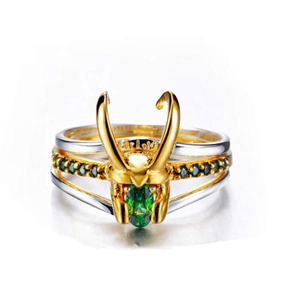 China TRENDY Loki Ring Thor Loki Horns Helmet Matching Gift Rings Set For Women Men Superhero Cosplay Props Jewelry Trend Charm 2021 Gifts for sale