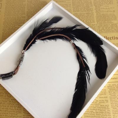 China Feather Headband Women Feather Tribal Hippy Fashion Part 1 Headpieces Rope Hair Headwear Headwear Novelty PC New for sale