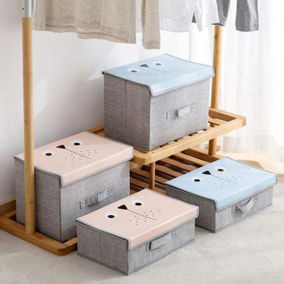 China Viable Cheap Foldable Cube Fabric Clothes Organizer Cardboard Foldable Storage Box for sale