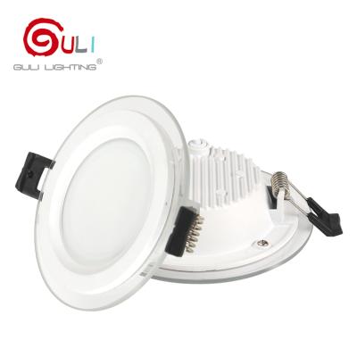 China Patented indoor private mold ceiling smd 6w 9w 12w 18w 24w 30w round recessed glass led panel light for sale