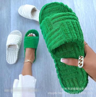 China Fashion Trend Newest Style Fashion Fur Slides For Girls Shoes Ladies Women Fur Slippers Cotton Slippers Plus Size Wool Towel Slipper for sale