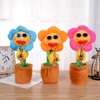 China Shaking Plush Toy Wholesale Stuffed Sunflower Musical Dancing Toys Funny Electric Dancing Stuffed Flower Doll Toy for sale