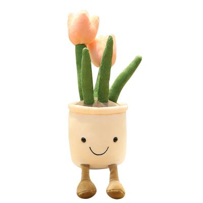 China Factory Plush Toy Wholesale Price Best Many Color Spring Flower Tulip Stuffed Hugging Succulent Plants Pillow Plush Toy for sale