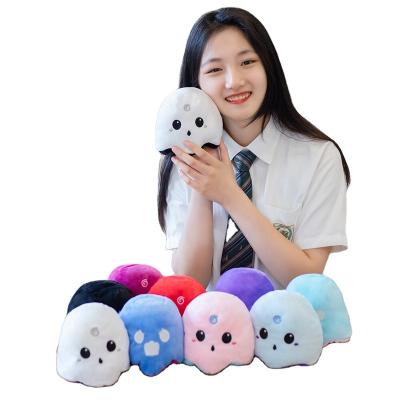 China Halloween Toys ALIJIA Wholesale 15cm Halloween Luminous Glow Filp Ghosts Stuffed Double Sided Reversible Ghost Plush Toy for sale