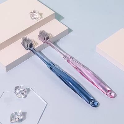 China OEM Soft Adult Disposable Soft Personal Cleaning Nylon Reusable Transparent Plastic Toothbrush With Packaging for sale