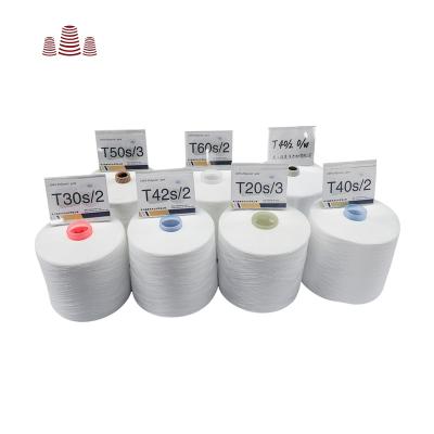 China Anti-bacteria 20s/4 factory sale 100% polyester spun yarn for sewing thread raw white color on tube dyed for sale