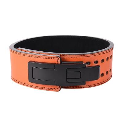 China PU Durable Men's Bodybuilding Fitness Belt Cowhide Gym Belt Lever Weightlifting Waist Trainer Genuine Leather Belt Bucklese for sale