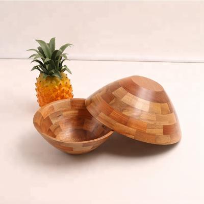 China Sustainable Handmade Individual Wooden Bamboo Round Fruit Salad Bowl Wooden Bowls for sale