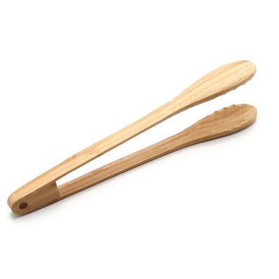 China Mini Sustainable BBQ Tools Kitchen Food Tongs Bamboo Salad Toast Tongs for sale