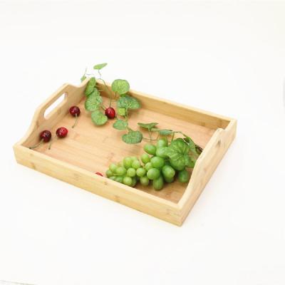 China High Quality Serving Function Rectangle Stored Bamboo Wooden Food Serving Tray With Handle for sale