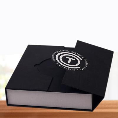 China Recyclable Black Double Door High Quality Environmental Friendly Paper Gift Box With Magnet Black Book Box for sale