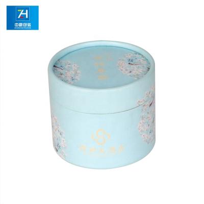 China ZHCL-007 Handmade Custom Printing Blue Color Package Round Tube Paper Tea Box for sale