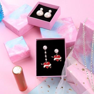 China Manufacturer Recyclable Colorful Jewelry Boxes Marbled Earrings Rings Necklaces Bracelets Gift Jewelry Boxes In Stock Wholesale for sale