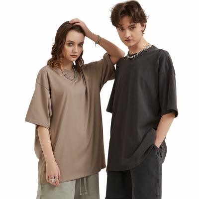 China High Quality Oversized Heavy Simple Cotton Men's Streetwear Anti-wrinkle Fashion Embroidery Wash Silk Screen Printing Woman Acid T-shirt for sale