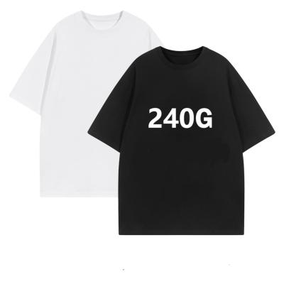 China 240g Embroidery Anti-pilling Printing White Custom Logo High Quality 100% Blank T-shirt Cotton Unisex Oversized Men's T-shirt for sale