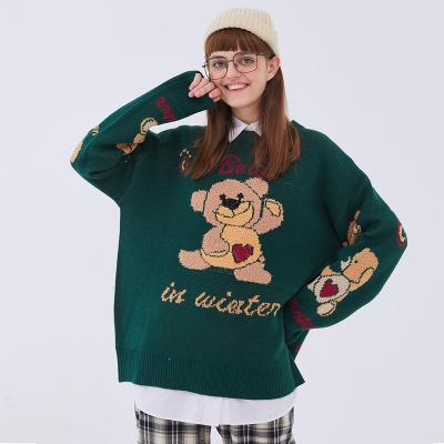 China Anti-Wrinkle Plus Size Cartoon Bear Jacquard Women'S Knitwear Pullover Sweater Top Winter for sale