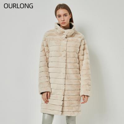 China OURLONG Anti-wrinkle Faux Fur Women Long Down Coat Reversible Puffy Coat Ladies Winter Jackets for sale