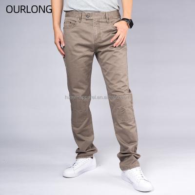 China OURLONG Anti-Wrinkle Plus Size Business Solid Straight Casual Khaki Pants Stacked Trousers for sale