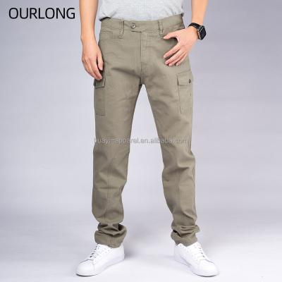 China OURLONG Anti-wrinkle custom plus size cargo casual cotton twill pants jeans khaki pants for men for sale