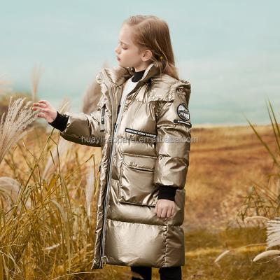 China Anti-wrinkle Kids Wear Girls Winter Down Jackets Quilted Bubble Padded Casual Long Coats for sale