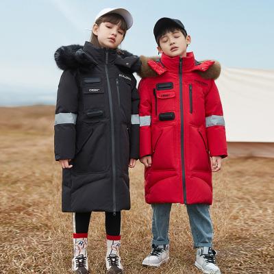 China Breathable Kids 90 Warm Duck Down Quilted Jacket Kids Long Stripper Parkas Coat Winter for sale