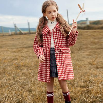 China Anti-wrinkle Houndstooth Kids Wear Girl's Coat Fleece Jacket Windproof Woolen Autumn for sale