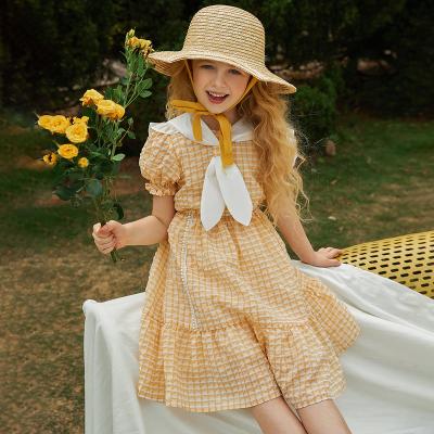 China Soft Anti-wrinkle Kids Wear Plaid Ruffles Girl's Casual Princess Dresses Summer Clothes for sale