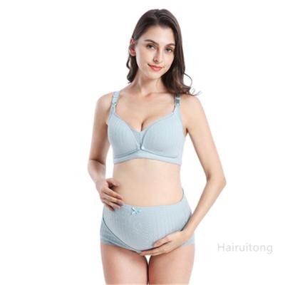 China Antibacterial Maternity Underwear Set Comfortable Stylish Lace Front Open Bra High Waist Maternity Panties Maternity and Nursing Bras for sale