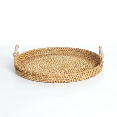 China Sustainable Rattan Woven Wicker Fruit Baskets Poly Bread Baskets For Kitchen Home Restaurant Food Display Serving Vegetables for sale