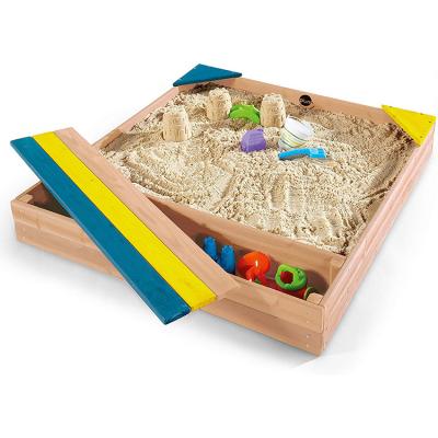 China Customized Customized High End Kids Playground Wooden Sandbox With Benches Outdoor Wooden Sandbox for sale