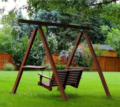 China Sustainable Customized Garden Set Outdoor Use And Specific Solid Wood Swing Chair for sale