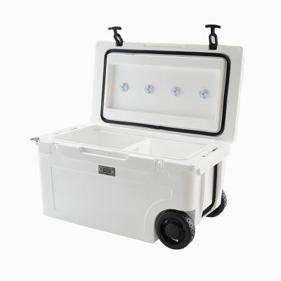 China New Arrival Factory Rotomolded Trolley Waterproof Vaccine Carry Cooler Box 55QT With Wheels for sale