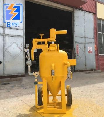 China Outdoor portable dustless water wet sand blasting device, sandblaster pot with moving wheel for sale