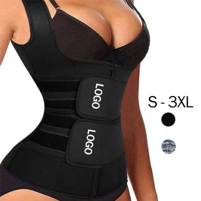 China 2021 New Arrivals Products Trimmmer Neoprene Body Shapers Antibacterial Stretching Waist Trainer With Two Sweat Belts for sale