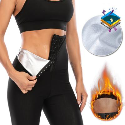 China Antibacterial Women Sprint Neoprene Sauna Hot Sport Tracksuit With Pocket Workout Running Slimming Shorts Capris Compression Gaiters Body Shaper for sale