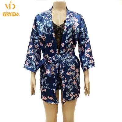 China Fashion QUICK DRY three pieces lace up new sexy pajamas stretch satin striped jacket to lace up sexy costume sleepwear for sale