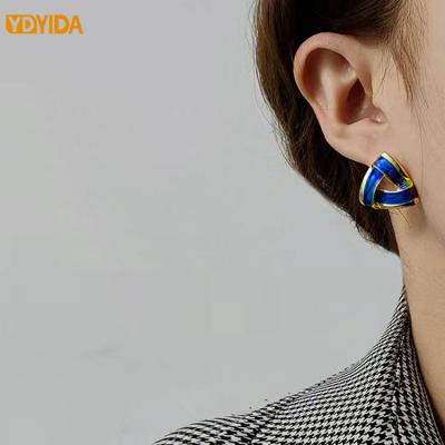 China Other Fashionable High Quality Sublimation Blue Stone Earrings Masks Accessories Statement Blue Hollow Earring for sale