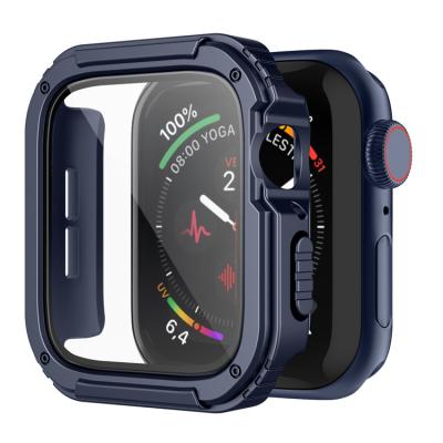 China Custom Shockproof Rugged Tempered Glass Sreen Protector i Watch Cover Case For Apple Watch Case 44mm for sale