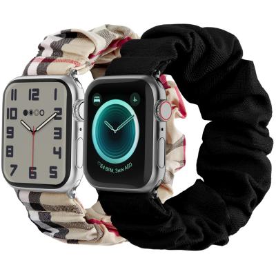 China Flexible For Women Girls 44mm iWatch Series 3/4/5/6/SE Strap Sport Apple Watch Band Buckle Nylon Solo Elastic Strap for sale