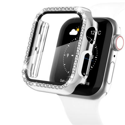 China 6 Series Diamond Crystal Cover Tempered Glass 38mm 40mm 42mm 44mm PC i Watch Shockproof Protectors For Apple Watch Case for sale