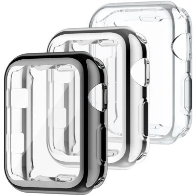 China Shockproof For I Watch Series 6 Full Transparent Watch Case 38 40 42 44mm Clear Tpu For Apple Watch Cover for sale