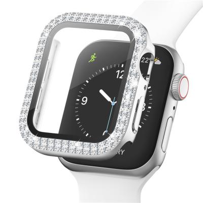 China Full Cover Diamond Apple Shockproof Custom Bumper Protector Crystal Watch Case 38mm 44mm for sale