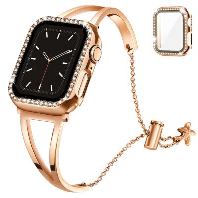 China Fanshion Jewelry Diamond Watch Bands Metal Strap with Case for iwatch Apple Watch Series SE 6 5 4 3 2 1 for sale