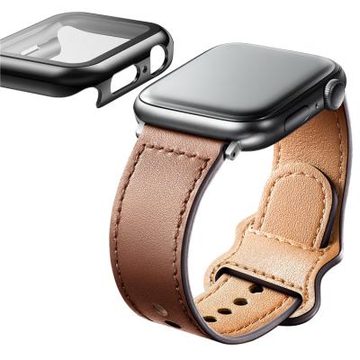 China Water Resistant 38mm 44mm Wrist Band Smart Watchband For iwatch Se 6 Series Apple 5 4 Genuine Leather Watch Case And Band for sale