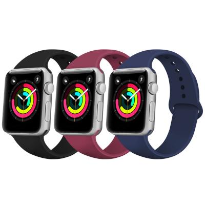 China 38/40/42/44 mm Fashion Loops Silicone Wrist i Watch 3 Band Smart Apple Watch Strap Water Resistant for sale